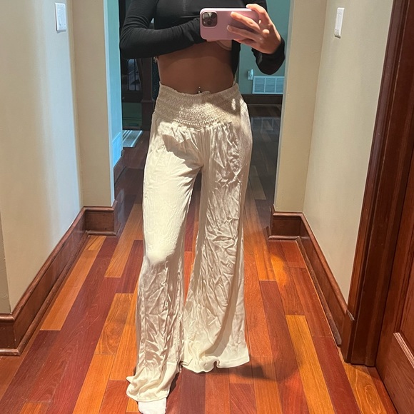 Sincerely Jules Pants Gauze Split Leg High Rise Smocked Waist Small - Picture 1 of 4